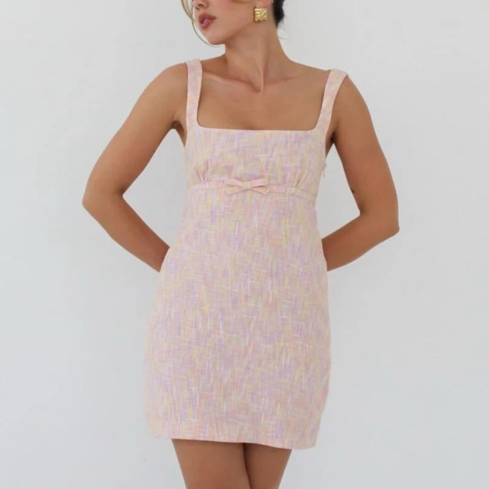 Rumored Babydoll Summer Heights Mini Dress Pink Sherbert - Picture 2 of 12